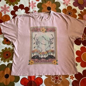 O’Neill Pink Dancing Skeleton Crop Tee